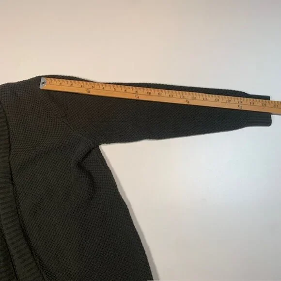 Gap Olive Green Open Front Cardigan Womens Large Textured Knit Sweater - Picture 6 of 8